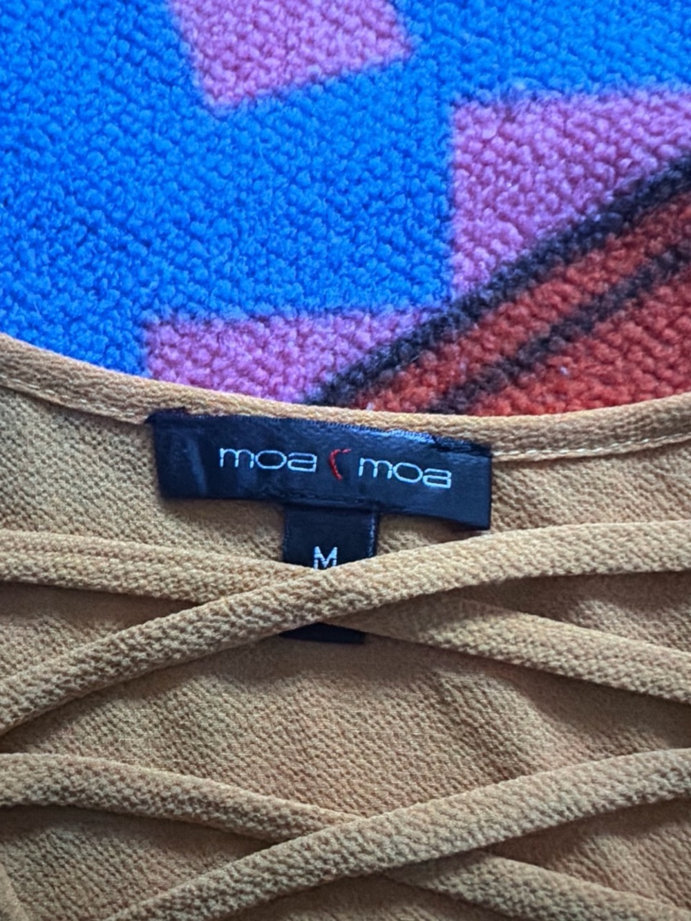 Moa Moa Mustard Crisscross Lace-Up Top